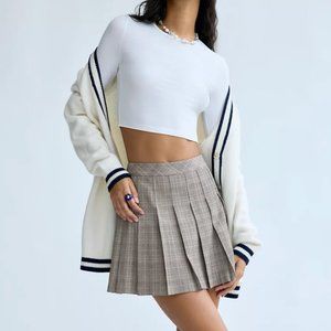 Sunday Best Plaid Mini Skirt in Beige size 4